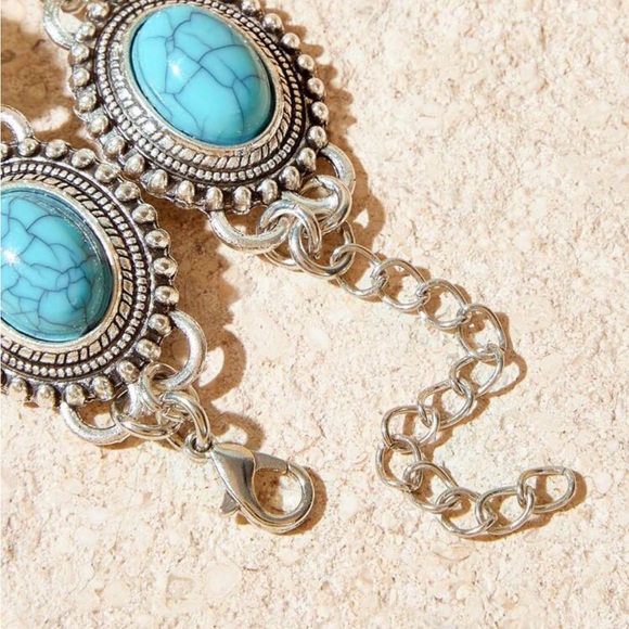 1pc Vintage & Personalized Turquoise Beaded Bracelet For Women - Picture 3 of 4